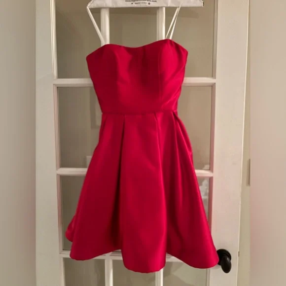 summer dress formal Simple Satin Short Cheap Red Homecoming Dresses Under 100, CM380 –  SposaDresses main image 1